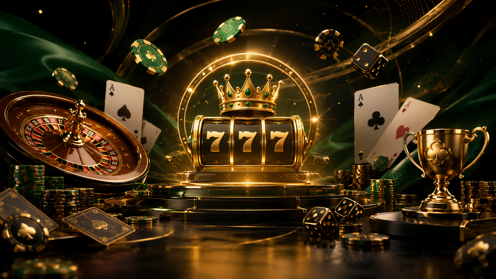 Goa Game disclaimer image with slot crown roulette cards and gold lighting
